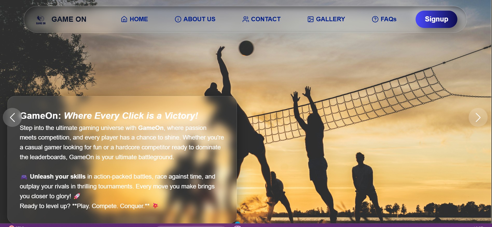 GameON – Sports Tournament Management System project preview