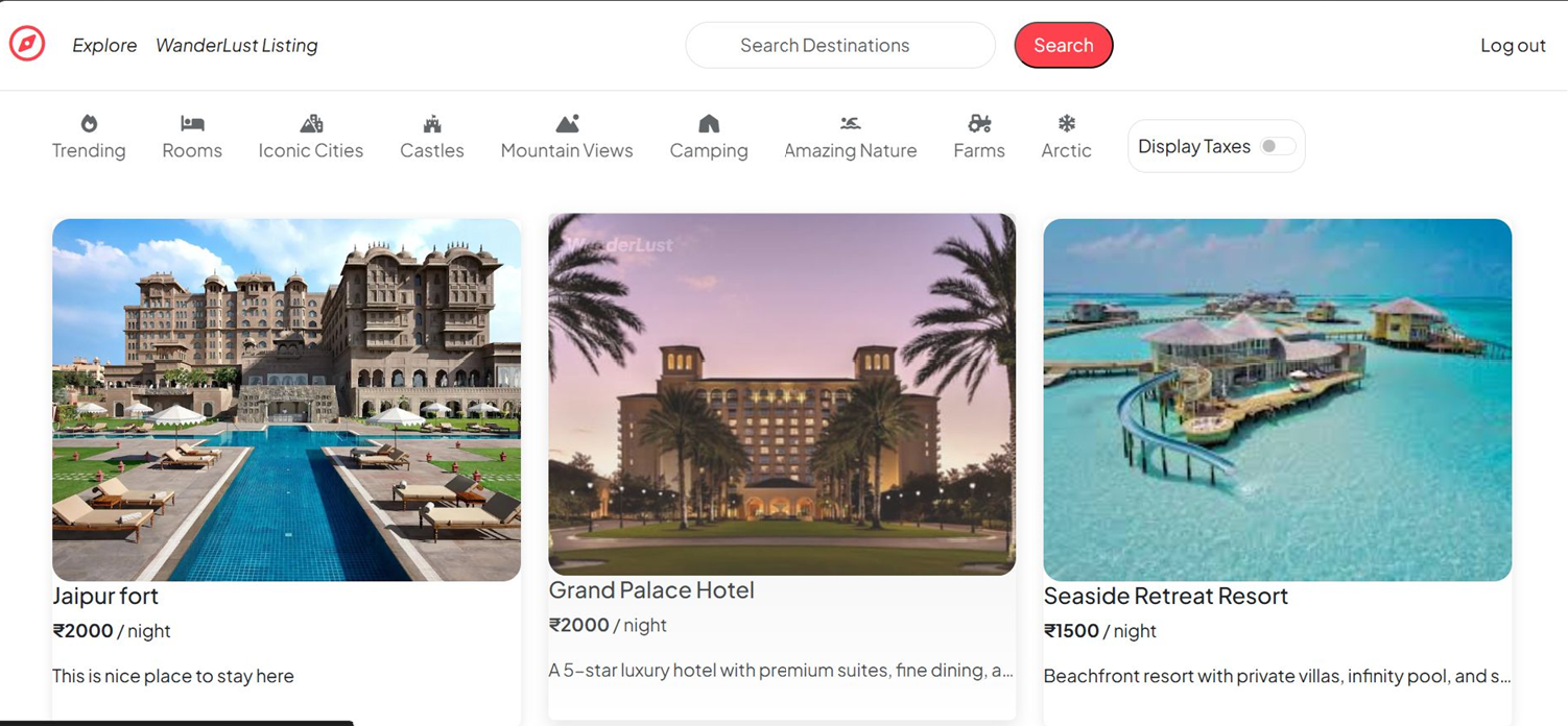 Wanderlust – Travel Booking Platform project preview